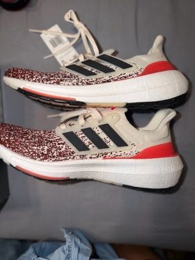 Adidas Ultraboost Light 'Chalk Bright Red Gradient' sneakers (model IE1689)